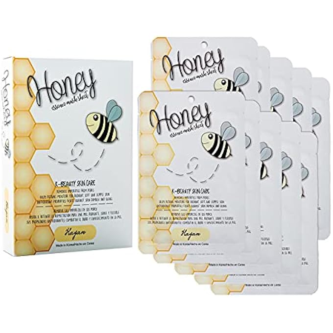 STRBOXONG HONEY SHEET MASK | K BEAUTY SKIN CARE FACE MASKS | MOISTURIZING, SOOTHING, BRIGHTENING, REFRESHING FACIAL MASK - 10 PIECES - Image 1